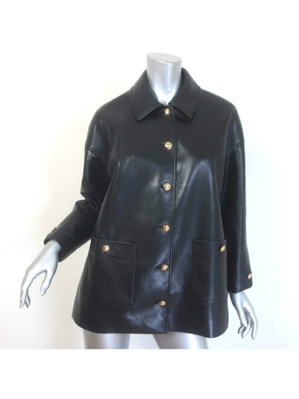 ANINE BING Luca Oversized Leather Jacket Black Size Extra Small
